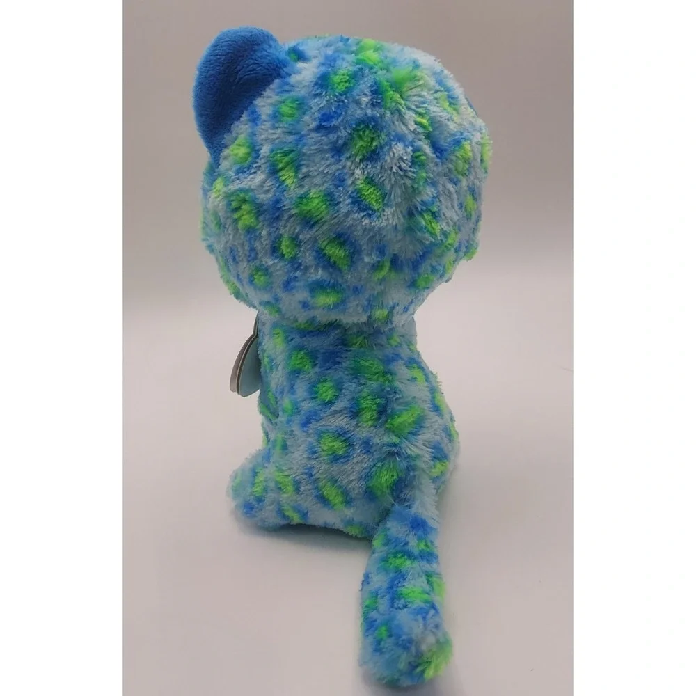 Ty Beanie Boos Leona Cat Plush Stuffed Animal Toy Blue Green Glitter Eyes Retire